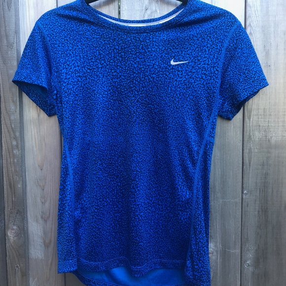 Nike blue cheetah print running top - Picture 1 of 5